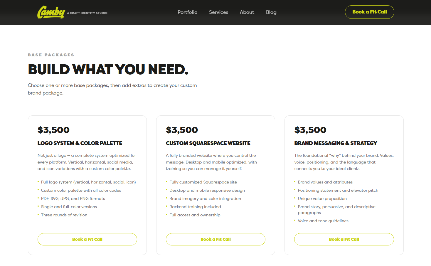 Camby Pricing Display